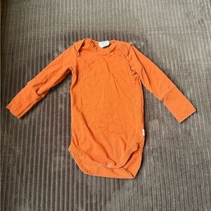 Orange Long Sleeve Baby Onesie Organic Cotton